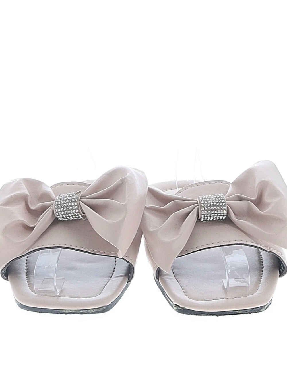 Women’s Bow Slide Sandals in Light Pink with Crystal Accent